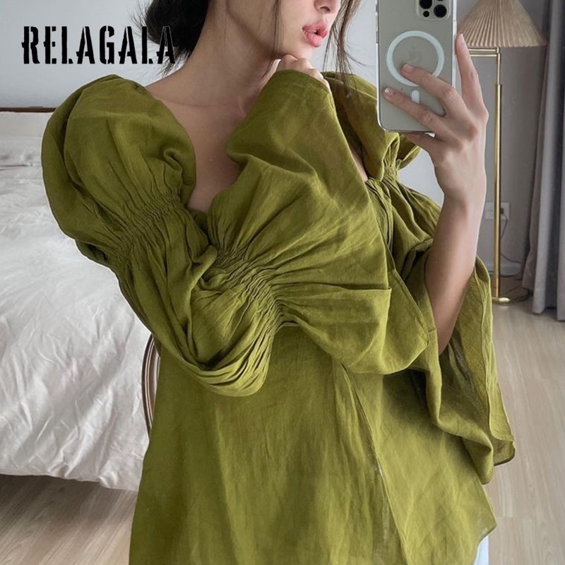 Áo thun trễ vai tay loe xếp ly thời trang ngọt ngào cho nữ | BigBuy360 - bigbuy360.vn