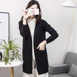 Áo khoác len dáng dài phối túi