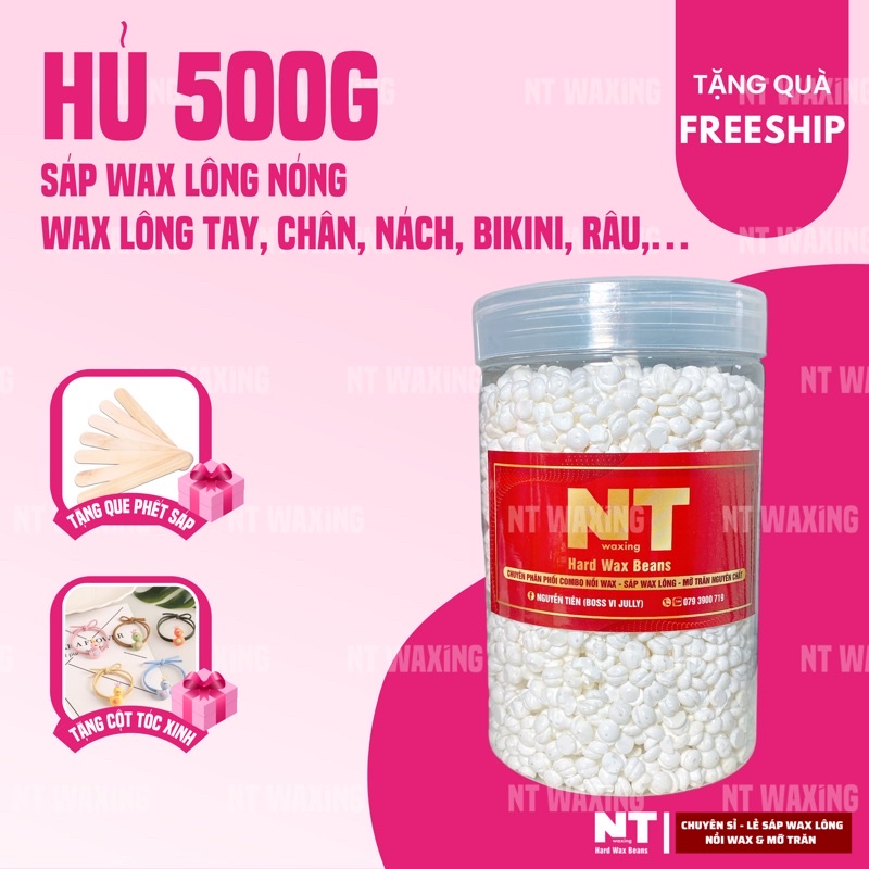 HỦ SÁP 500G sáp wax lông cao cấp nhập khẩu hard wax beans , tẩy lông nách, tay, chân, bikini,râu,...