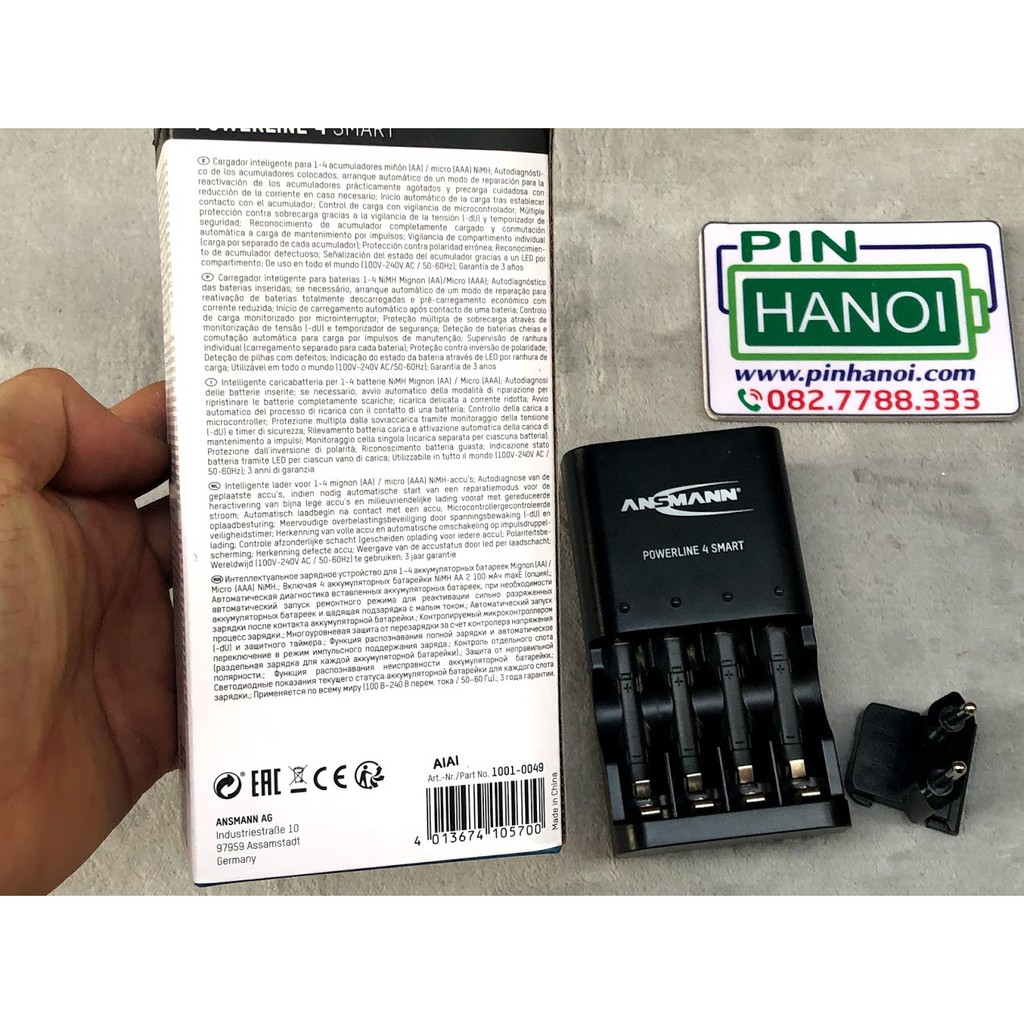 Bộ sạc 4 pin tiểu pin đũa ANSMANN POWERLINE 4 Smart AN1015 1001-0049