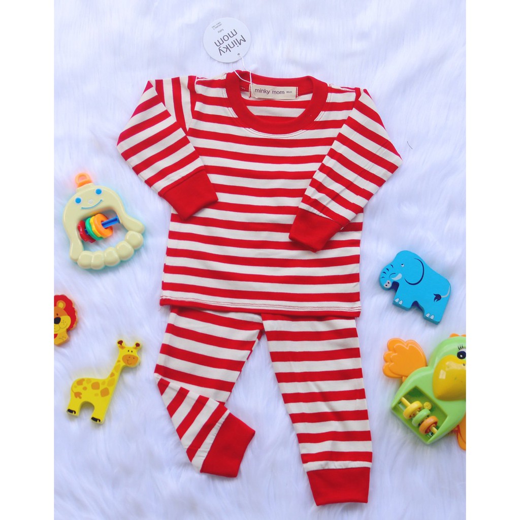 Bộ kẻ dài tay chất cotton Minky Mom cho bé (7-18kg) cực đẹp