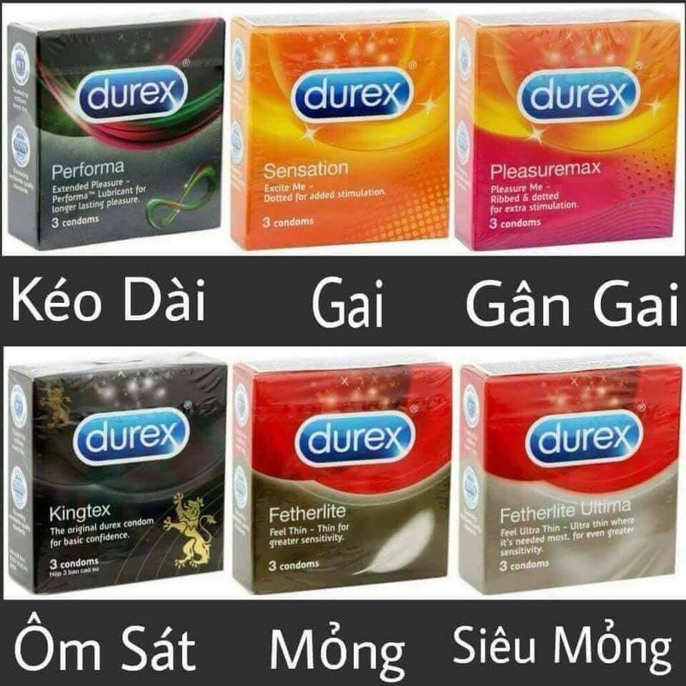 COMBO 3 HỘP NHỎ BAO CAO SU DUREX CÁC LOẠI