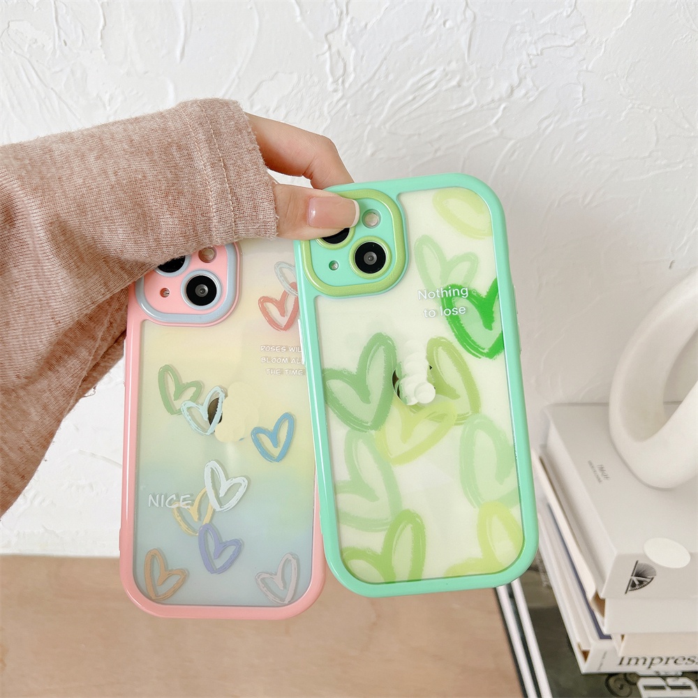 Ốp Điện Thoại Mềm Trong Suốt Họa Tiết Trái Tim Màu Gradient Cho iPhone 13 12 Max 11 Pro XS Max XR X