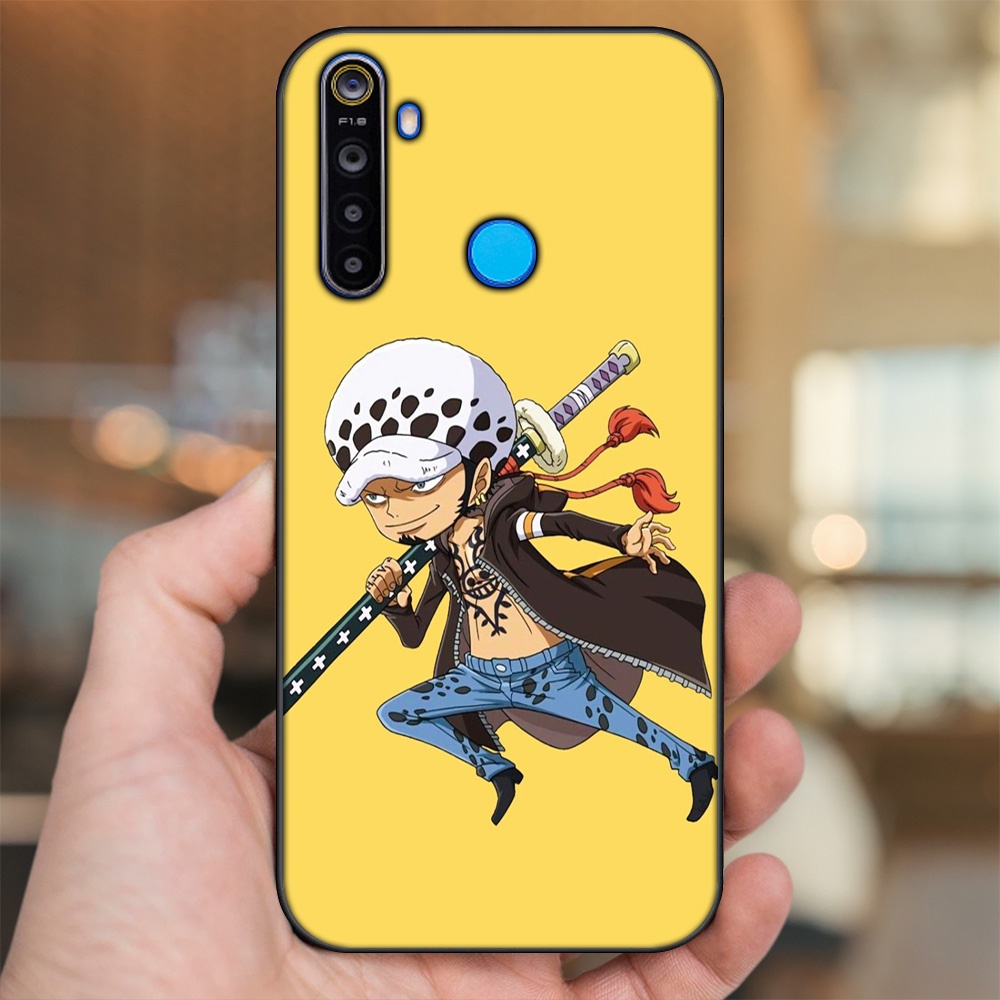 Ốp lưng Realme 5, 5 Pro viền đen in hình Law One Piece