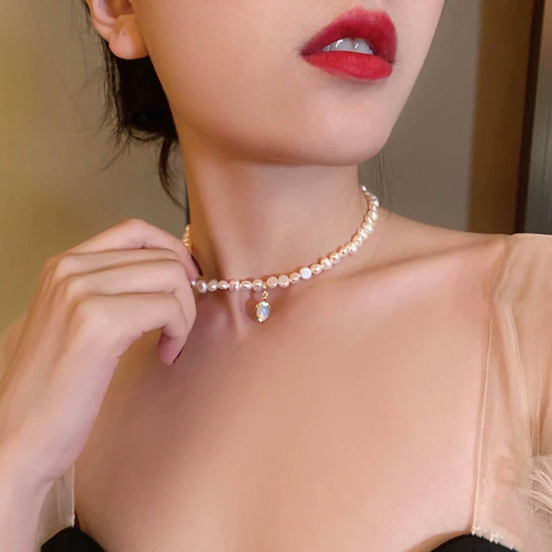 Dây Chuyền Hạt Ngọc Trai Phong Cách Baroque Cổ Điển Thời Trang