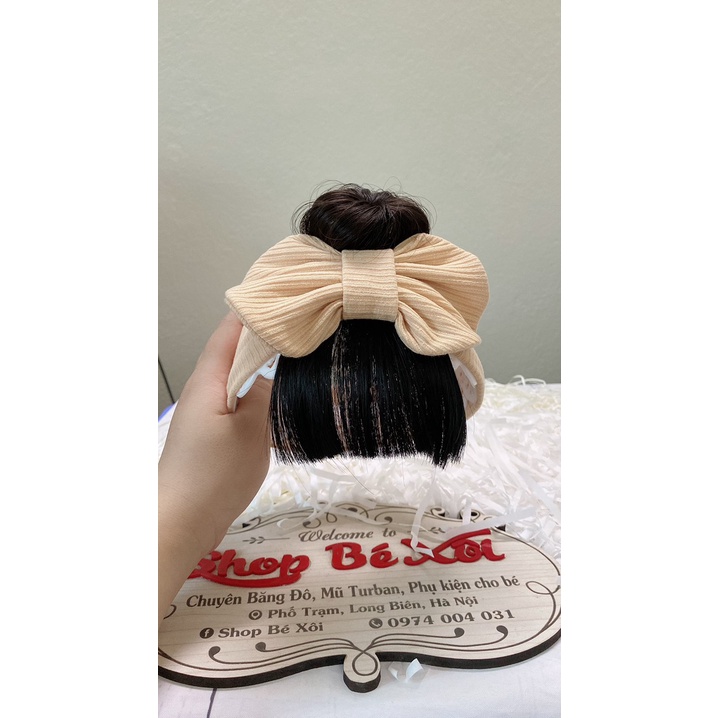 Băng đô tóc giả bé gái, turban tóc giả bé gái, turban tóc giả cho bé sơ sinh