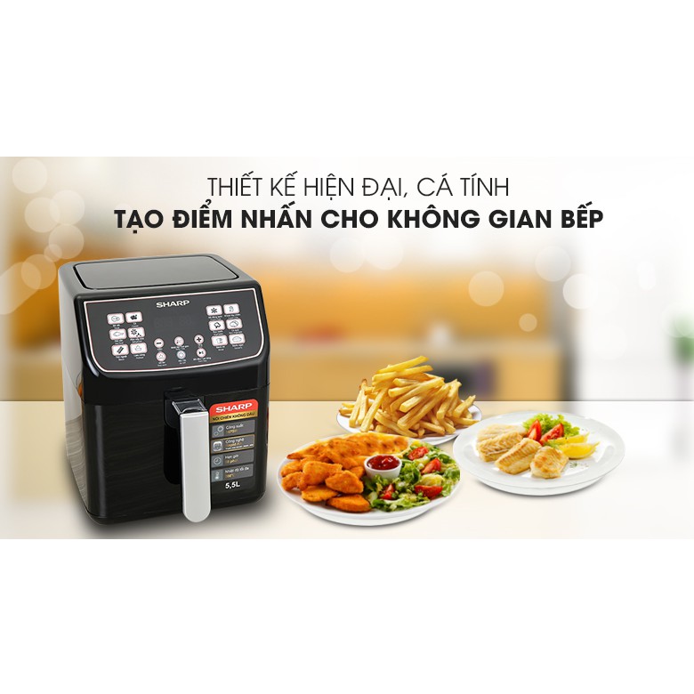 Nồi chiên không dầu sharp KF-AF55EV-BK ( Hàng chính hãng )