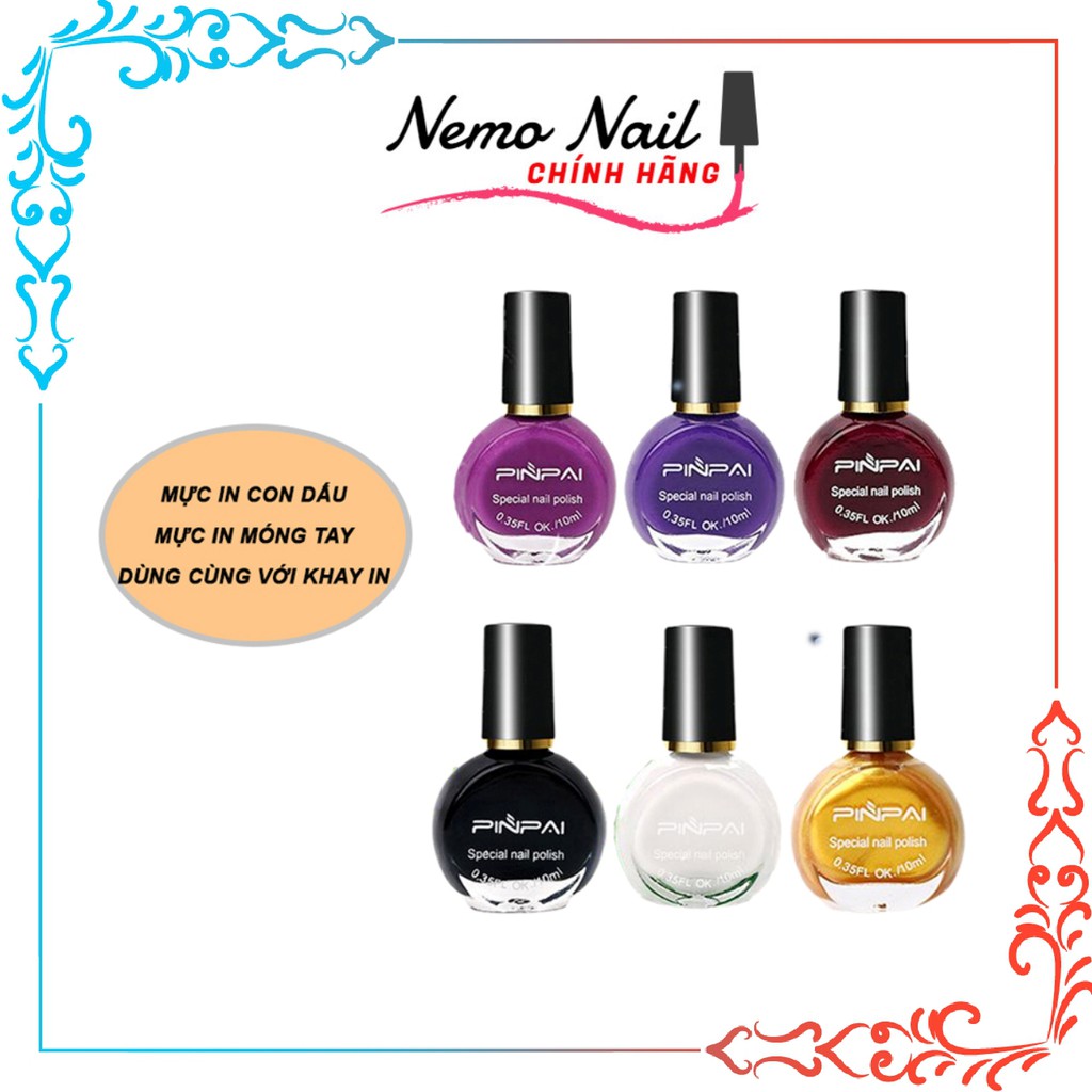 Sơn In Móng Tay Mực In Nail Móng Pinpai Chính Hãng Trắng Đen Vàng Bạc10ml