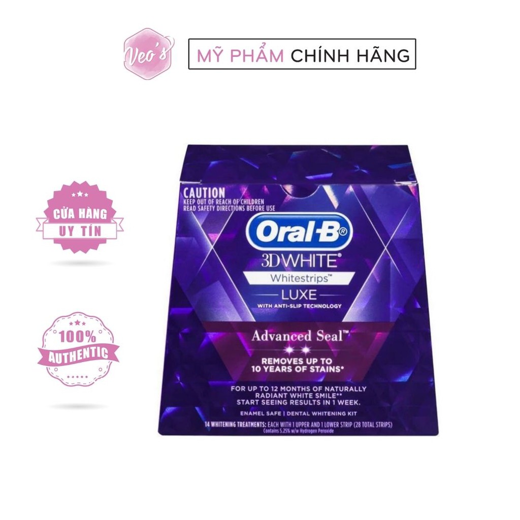 Miếng dán trắng răng Oral B 3D White Whitestrips (14 gói/hộp)