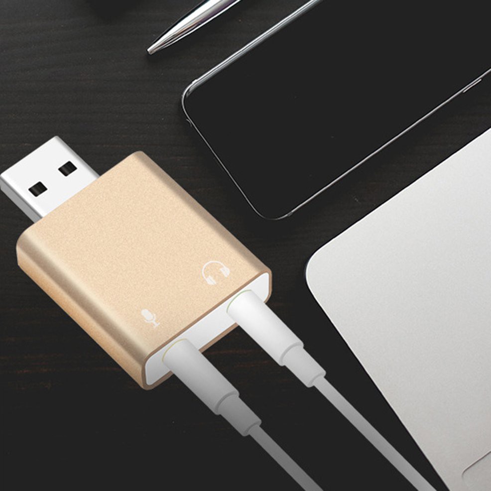 Đầu Chuyển Đổi Thẻ Âm Thanh USB Sang Tai Nghe / Micro USB