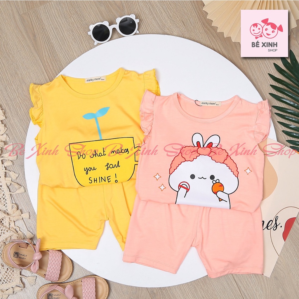 Minky mom Quần áo đồ bộ cộc tay cho bé gái  Đồ bộ hè minky mom cộc tay chất thun lạnh CÁNH TIÊN cho bé gái
