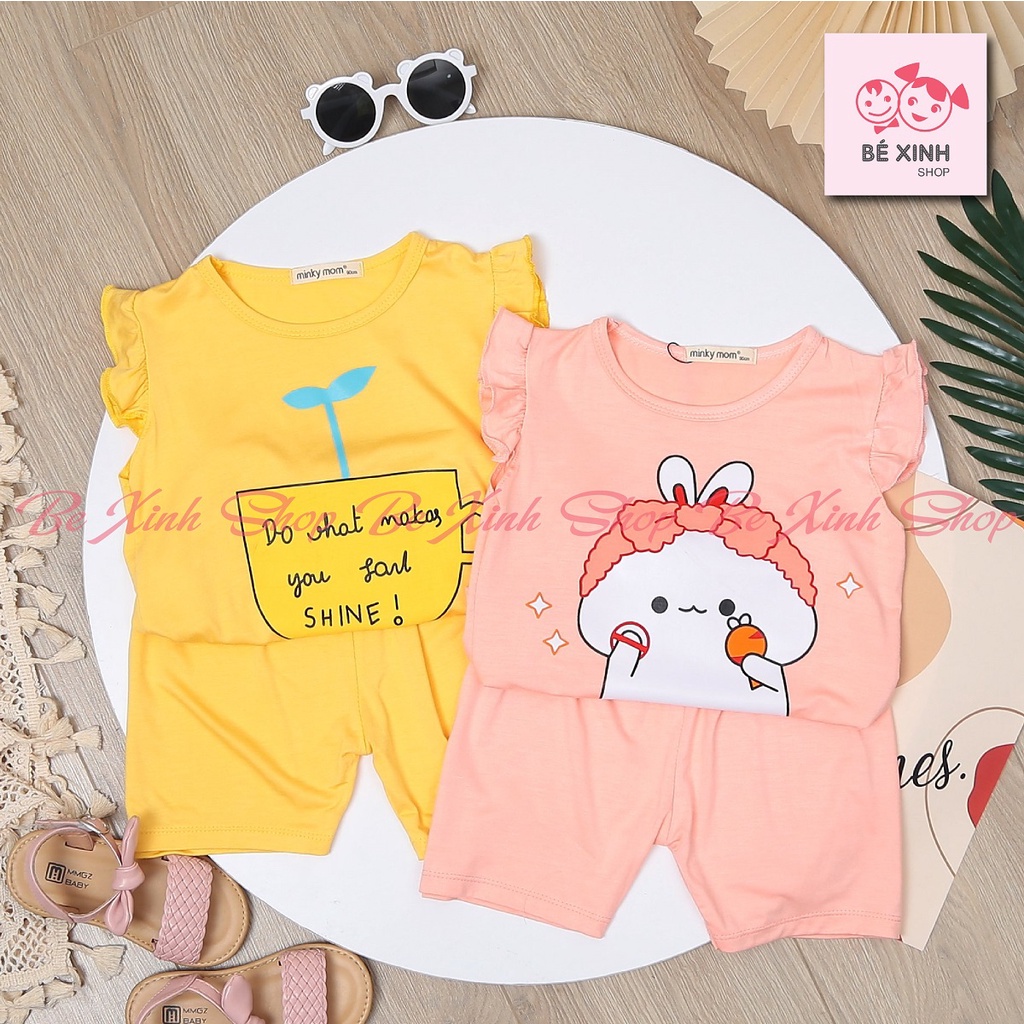 Minky mom Quần áo đồ bộ cộc tay cho bé gái [Săn Sale] Đồ bộ hè minky mom cộc tay chất thun lạnh CÁNH TIÊN cho bé gái