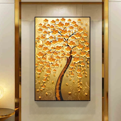 Tranh treo tường phòng khách Bức Hoa Mai Vàng Phú Quý có khung tặng kèm đinh gắn tường/ tranh phòng ngủ/ quà tặng tết