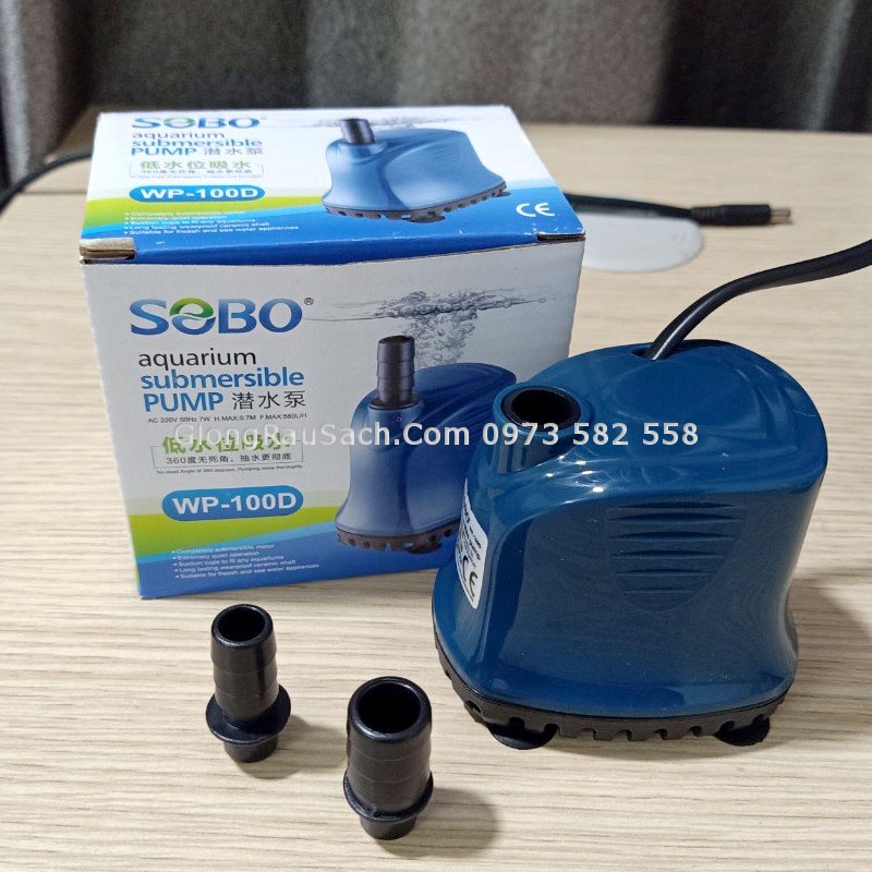Máy Bơm Hút Đáy Bể Cá Bơm Nước Vòi Non Bộ SoBo 100D Công Suất 7W Đầu Ra 6mm và 10mm