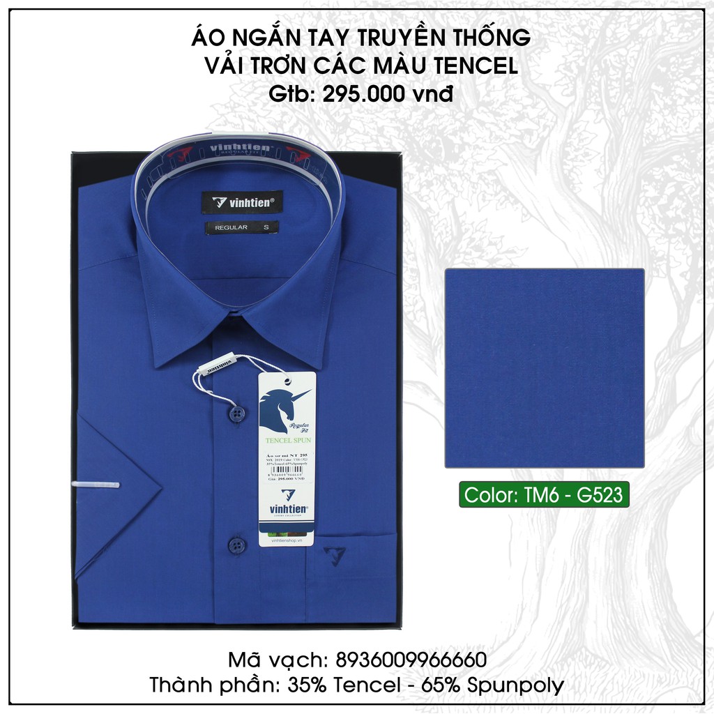 Áo sơ mi nam ngắn tay trơn màu vạt bằng Vĩnh Tiến 295 | BigBuy360 - bigbuy360.vn