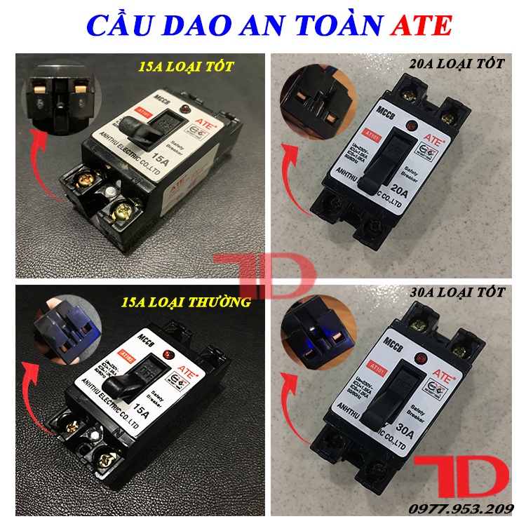 Cầu dao an toàn ATE các loại 15A 20A 30A cao cấp, CB tự động