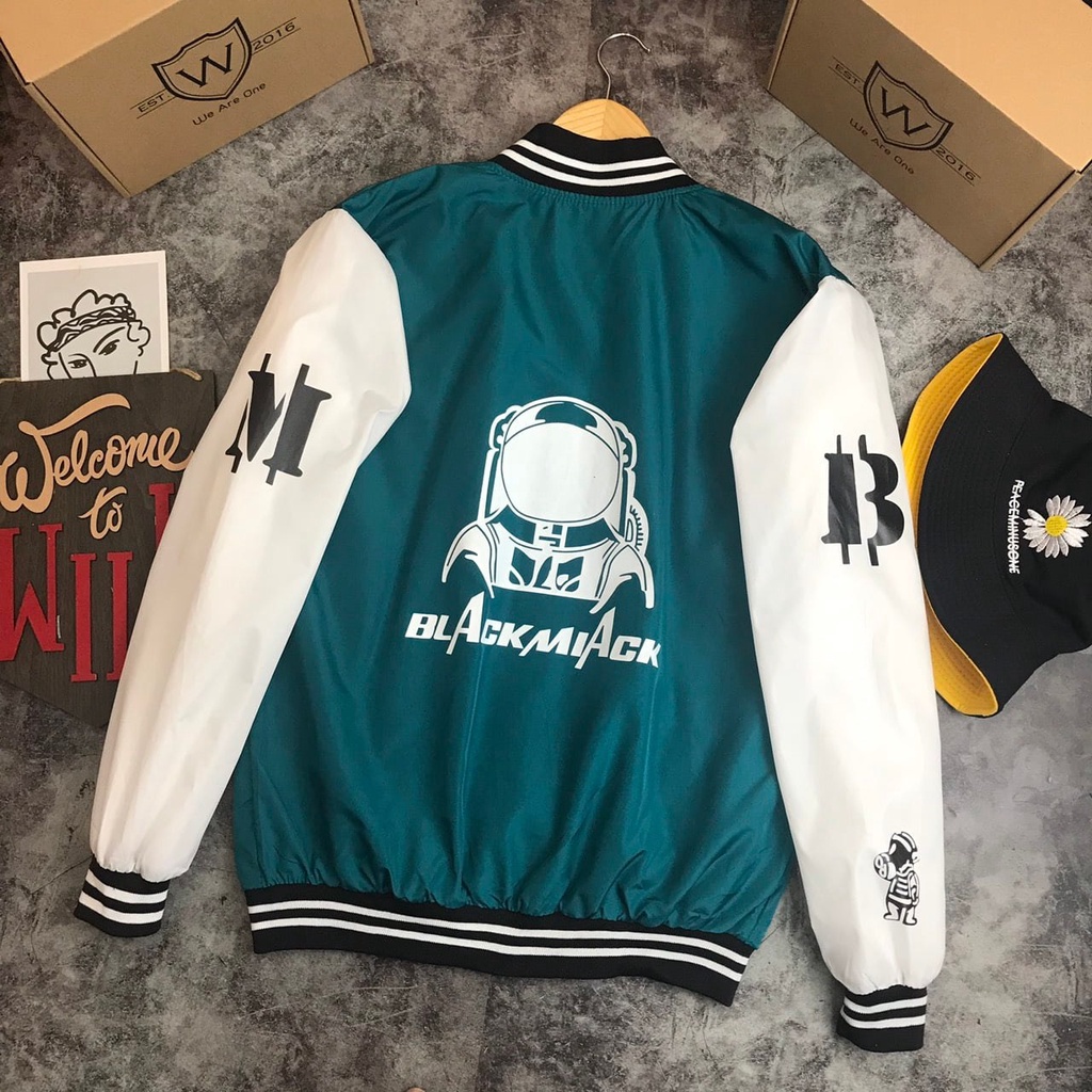 Áo Khoác Bomber BLACK nam nữ UNISEX form rộng chất dù 2 lớp