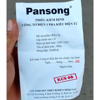 Công tơ điện tử 1 pha 2 dây Pansong PS178
