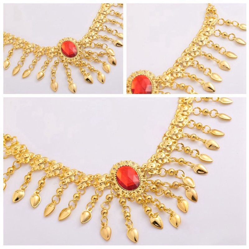 Vòng đeo đầu/ Khuyên mũi/ Khuyên tai màu vàng tua rua đính đá nhân tạo phong cách Ấn Độ thời trang dành cho nữ