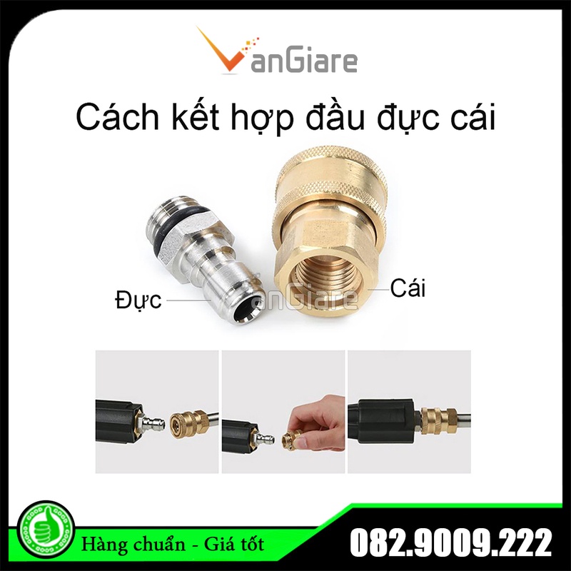 Khớp nối nhanh cho máy rửa xe, phụ kiện nối nhanh 13mm 14mm 17mm 21mm 22mm