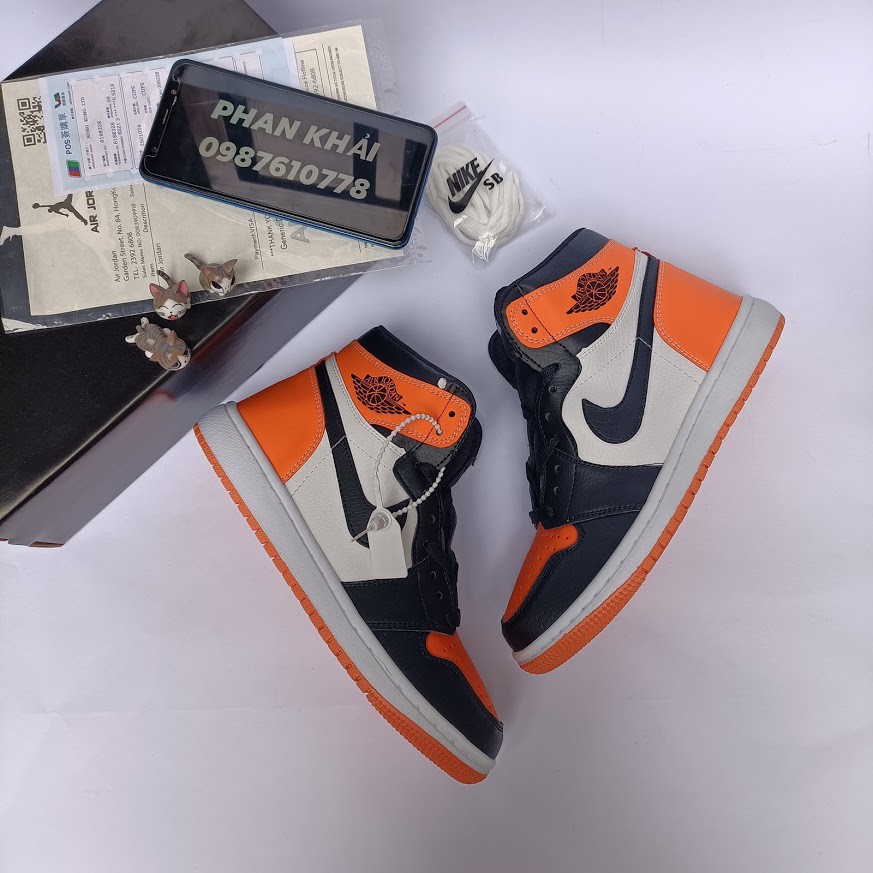 ⚡️𝕋ổ𝕟𝕘 𝕂𝕙𝕠⚡️ Giày thể thao sneaker Jordan 1 đen cam cao cổ nam nữ full box