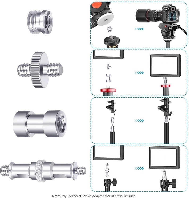 Set vít ren chuyển đổi đầu bi ngàm gắn LAMMCOU 1/4" và 3/8" dành cho giá đỡ ba chân và đèn máy ảnh