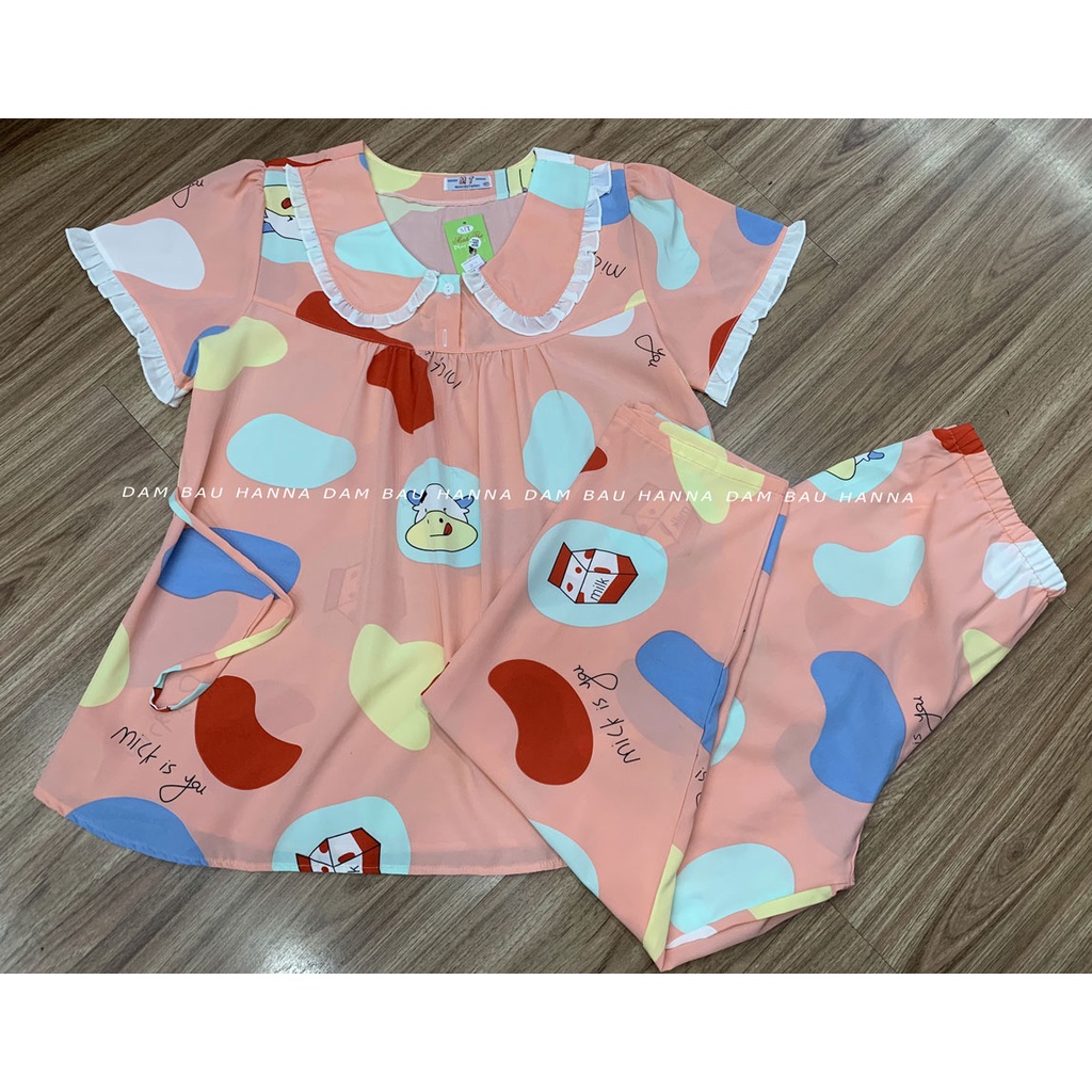 [SIZE 65-90kg] Đồ bầu mặc ở nhà BIG SIZE có lưng thun điều chỉnh, vải lụa cao cấp thoáng mát mùa hè không nhăn