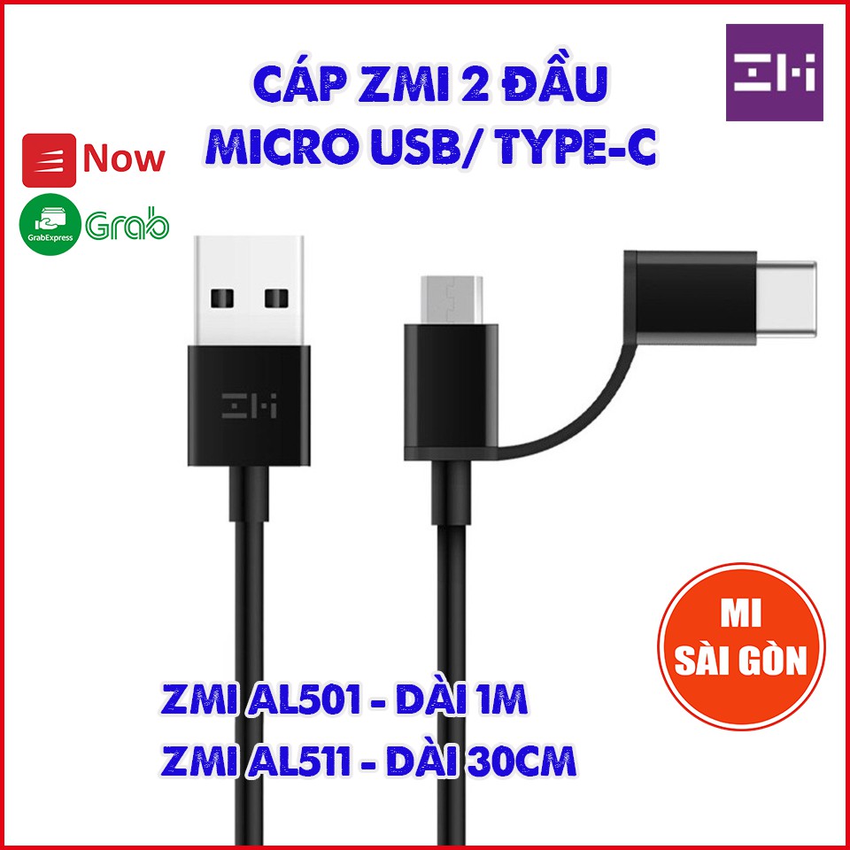 Cáp ZMI Micro USB – Type-C (30cm & 1mét) NGUYÊN HỘP