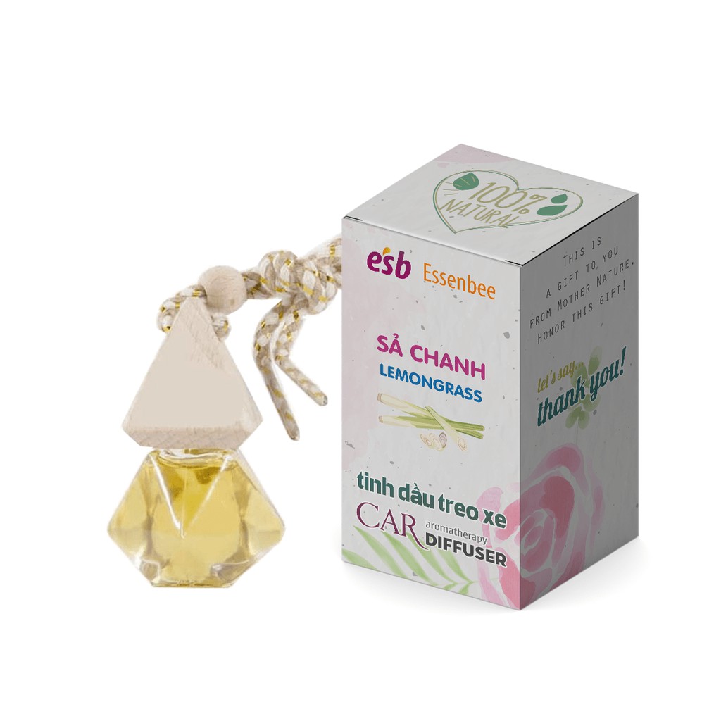 Tinh dầu Sả Chanh ESSENBEE treo xe, treo tủ quần áo - 10ml