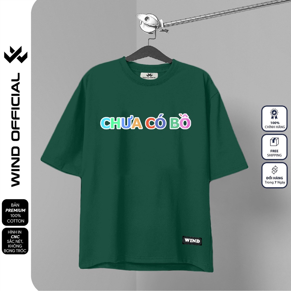 Áo thun tay lỡ unisex WIND phông form rộng 65% Có Bồ nam nữ oversize ulzzang