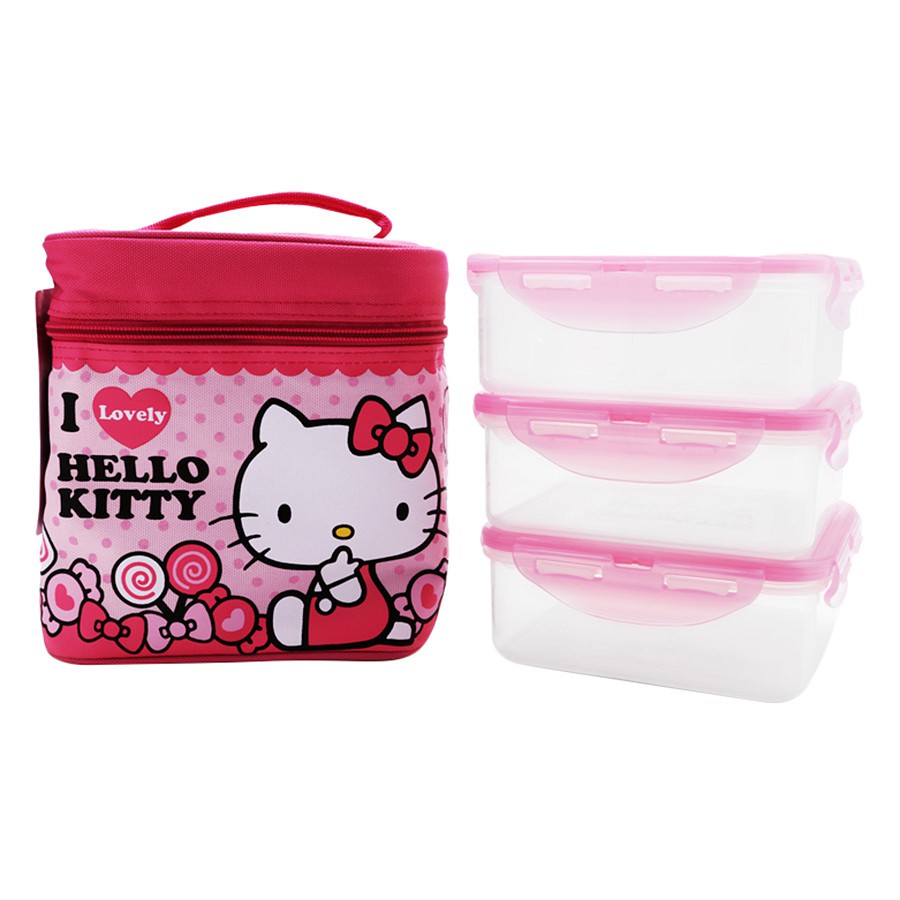 Bộ Hộp Nhựa Đựng Cơm Lock&Lock Hello Kitty LKT741 _LocknLock4U
