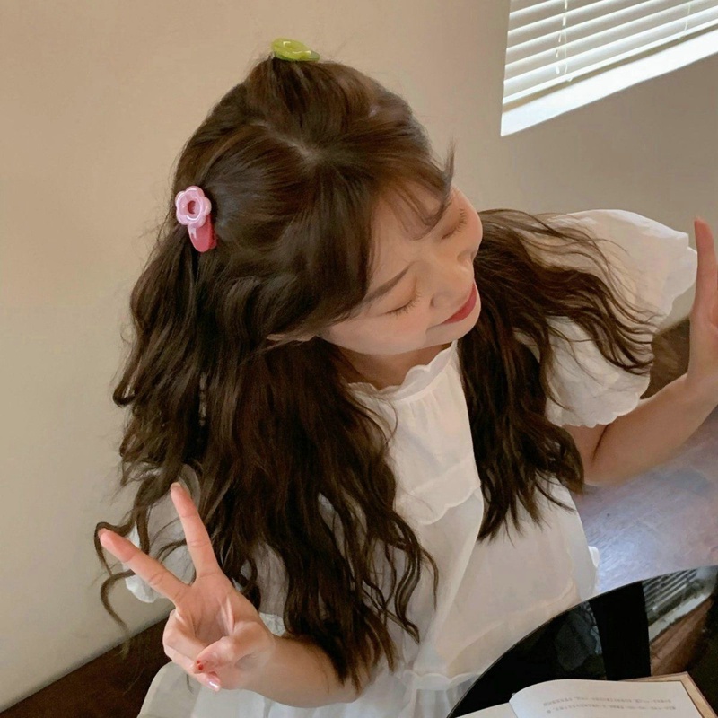 Bộ 2 Kẹp Tóc Hình Hoa Màu Kẹo Ngọt Thời Trang Hàn Quốc Cho Nữ