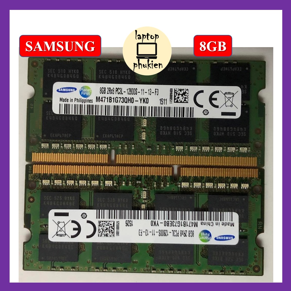 Ram laptop DDR3L 8GB PC3L 12800s bus 1600Mhz, - Chính hãng bảo hành 1 năm