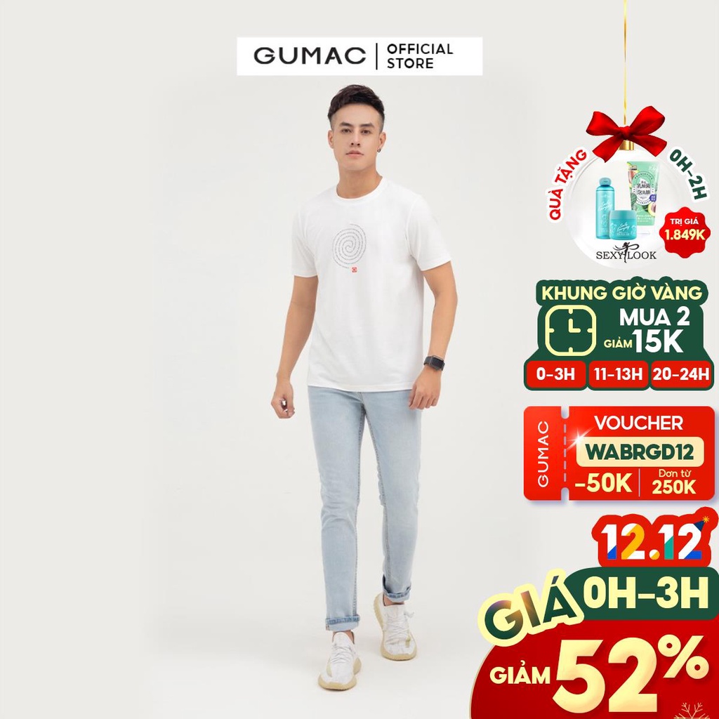 Áo thun nam cổ tròn thời trang GUMAC thiết kế in họa tiết mẫu mới ATNB824