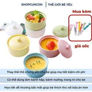 Bát ăn dặm cho bé bộ chén sứ kiểu nhật dạng nồi có nắp giữ nhiệt, thố chưng yến chưng siro cho bé bằng sứ Cuncon Store