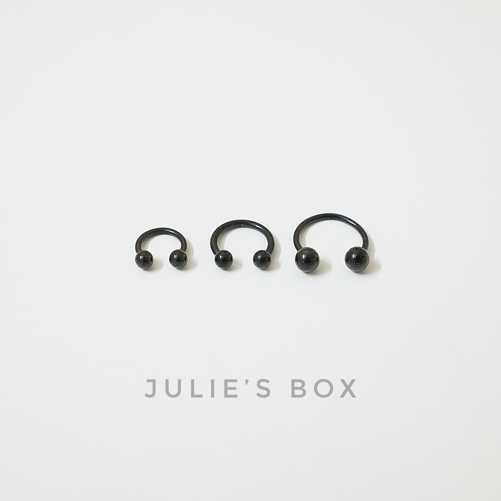 [ 1 Chiếc] Khuyên Tai Bông Tai Chữ U 2 Đầu Bi Tròn Nhiều Size Màu Đen Thép Y Tế Titan Thép Không Gỉ Cá Tính Phong Cách