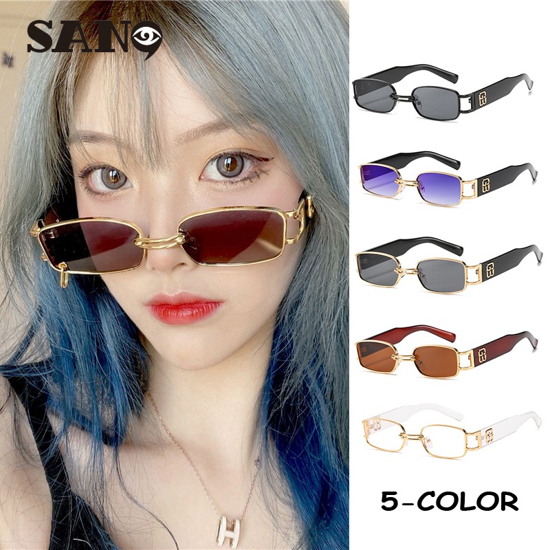 Kính mát gọng kim loại hình chữ nhật phong cách hip hop hợp thời trang