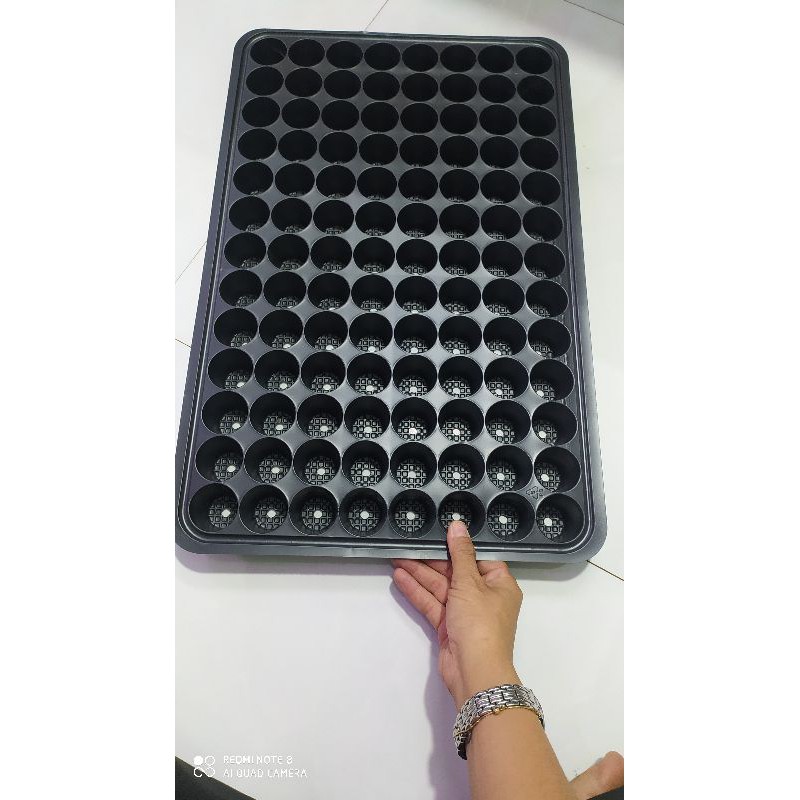 5 Khay ươm cây. vỉ ươm cây con, cây giống từ hạt, vỉ giâm cành, chất nhựa mỏng dẻo, màu đen - 104 lỗ