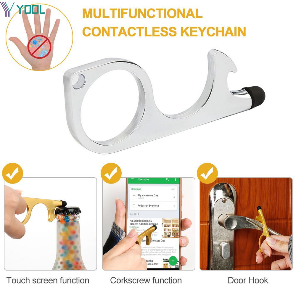 【Ready Stock】 Beer trigger touch screen key chain anti contact door opener 【YOOL】