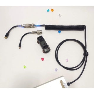 Dây cáp customs bàn phím cơ - 2 đầu kết nối - lò xo liền dây kèm led