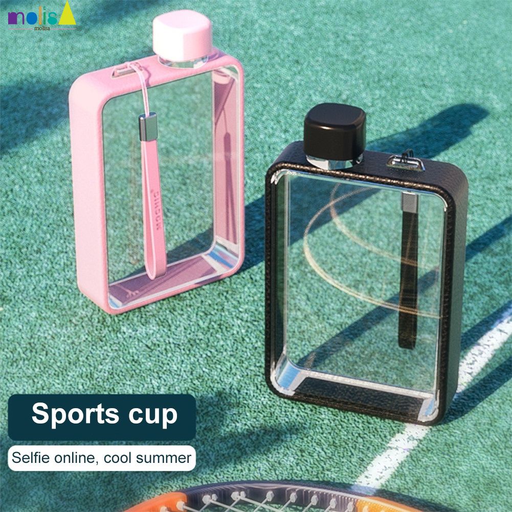 SẴN SÀNG 380ml Vuông chai nước Phẳng Cao Trong Suốt tập thể dục thể thao cốc nước di động sáng tạo Khả Năng Chống Sốc Nước Bằng Nhựa chai BPA Free -molisa