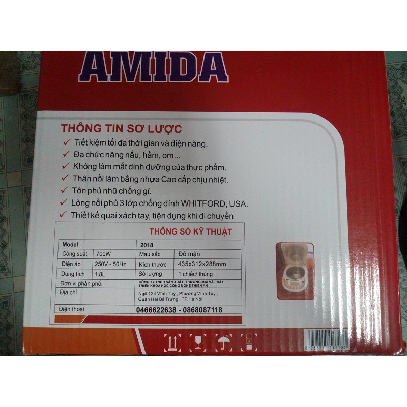 NỒI CƠM ĐIỆN ĐA NĂNG AMIDA 1.8 L (KÈM HÌNH THẬT) - CREDB1