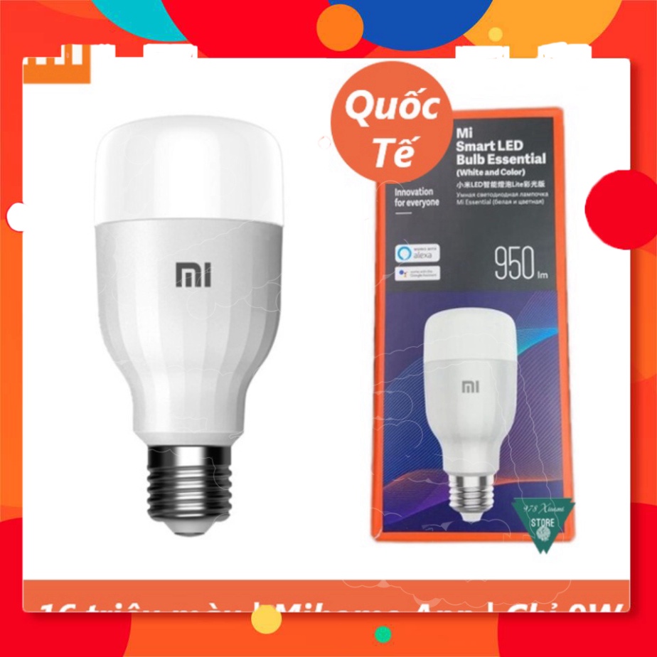 Bóng đèn thông minh Xiaomi Bulb Essential 16 TRIỆU MÀU -Bóng đèn LED thông minh Xiaomi MJDPL01YL XẢ HÀNG