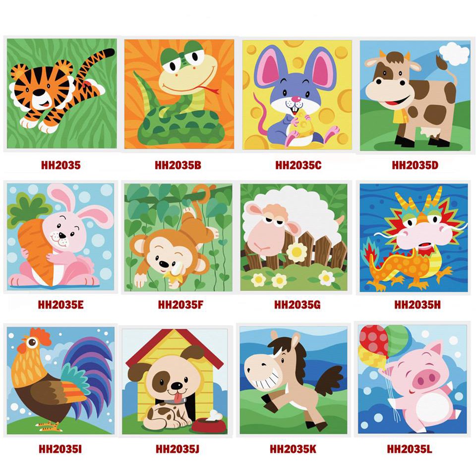 [Mã SRJULY1215 giảm 20K đơn 50K] Tranh tô màu theo số cho bé kích thước 20x20cm cho các bé từ 6-10 tuổi.