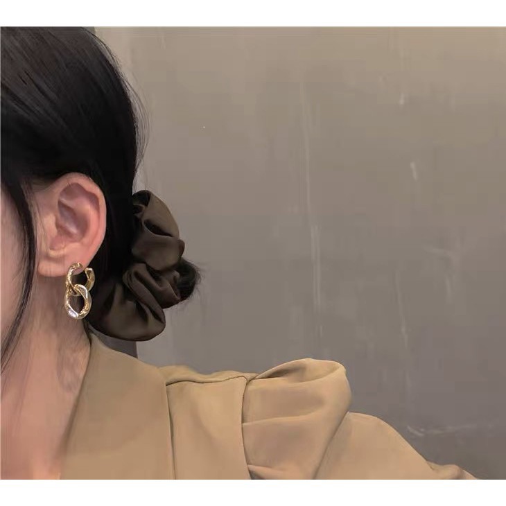 2023 new metal double ring chain earrings