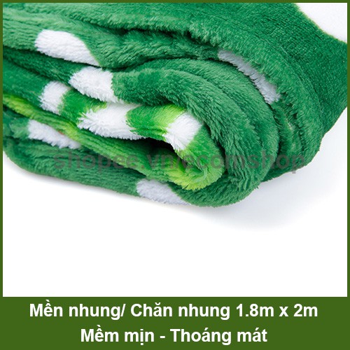 Mền nhung, chăn nhung mềm mại, êm ái thoáng mát 1.8m x 2m (giao màu ngẫu nhiên)