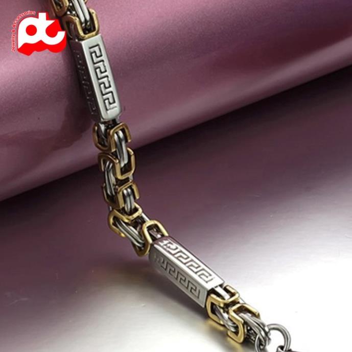 Lắc tay titan nam cao cấp đẹp sang trọng thép không gỉ kiểu ziczac dài PT JEWELRY kích cỡ 7mm PTLTNA93