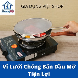 Lưới đậy chảo chống văng dầu mỡ inox có tay cầm tiện lợi