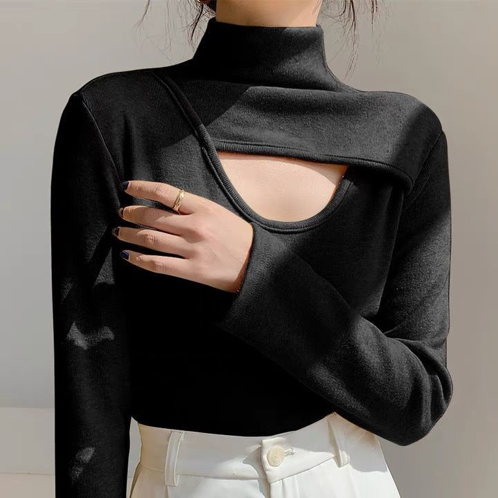 Áo thun dài tay cổ lọ dáng ôm thời trang Hàn Quốc