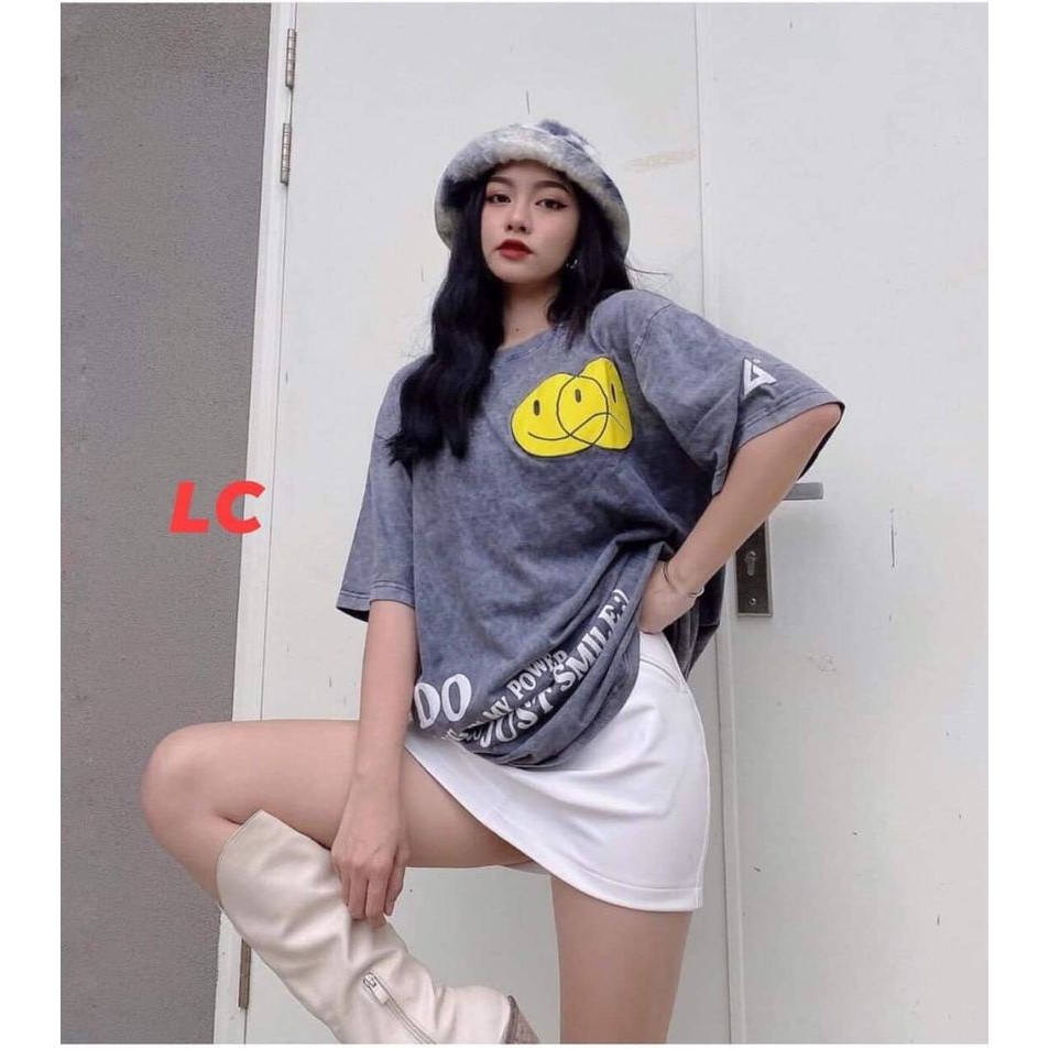 Áo Phông Loang Thái Mặt Cười Unisex 🦋 Áo Thun Cộc Tay Dáng Rộng Nam Nữ 🦋